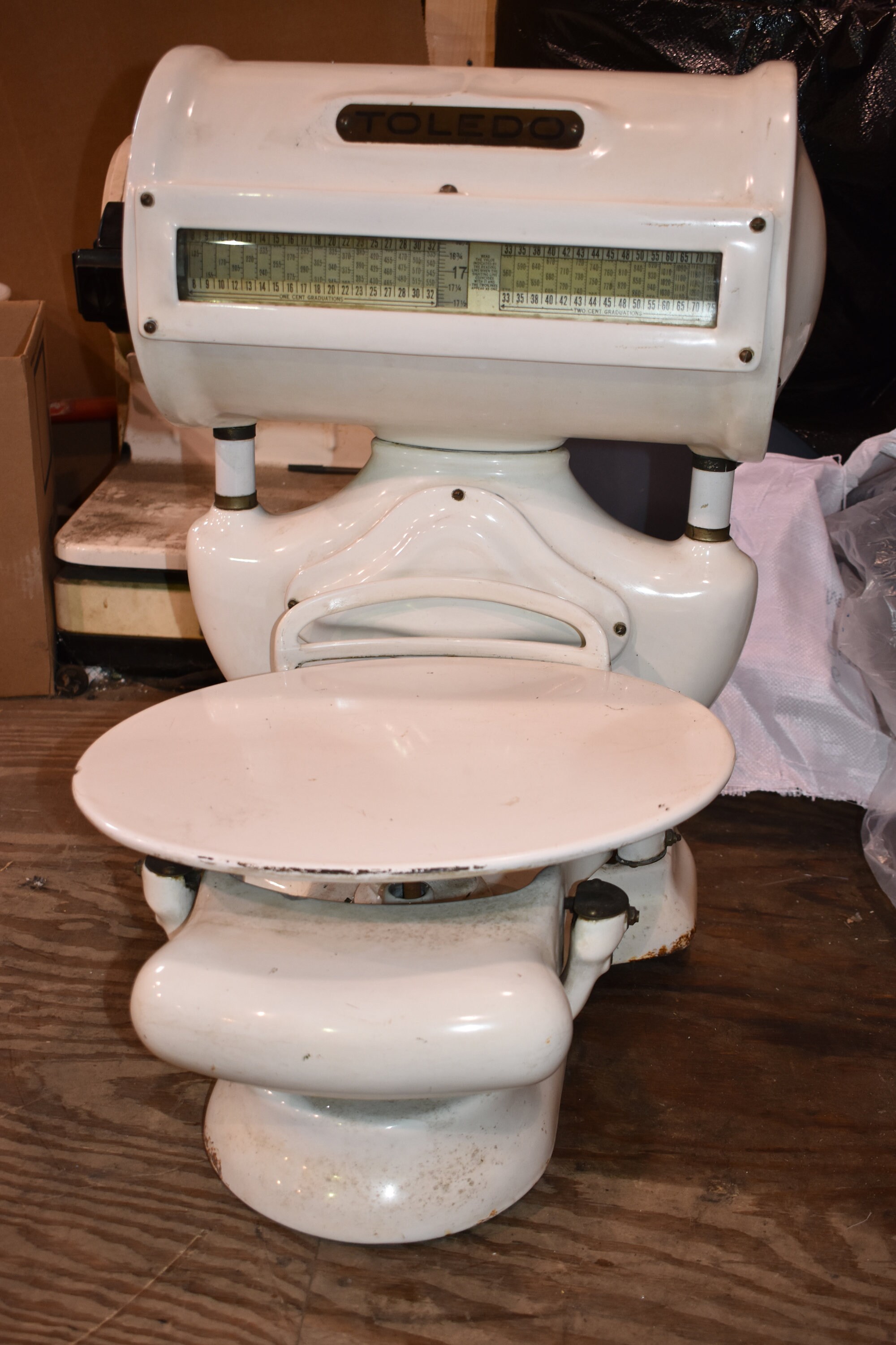 Antique White Porcelain Toledo Scale Industrial Decor