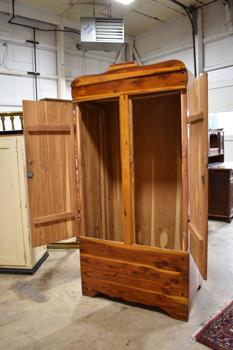 Mid Century Red Cedar Wardrobe Closet Vintage Furniture Etsy
