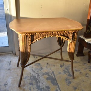Vintage Wicker Side Table - Etsy