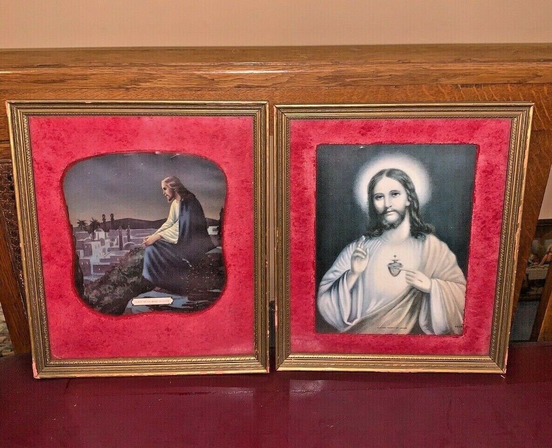 Religious Vintage Prints of Jesus Christianity Sacred Heart & Etsy