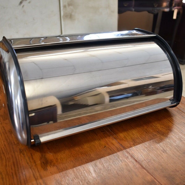 Curved Roll top Retro Reproduction Chrome Breadbox
