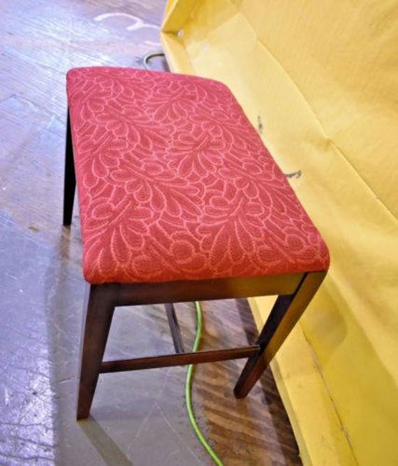 Kent Coffey Red Antique Upholstered Bedroom Vanity Bench Chair Etsy