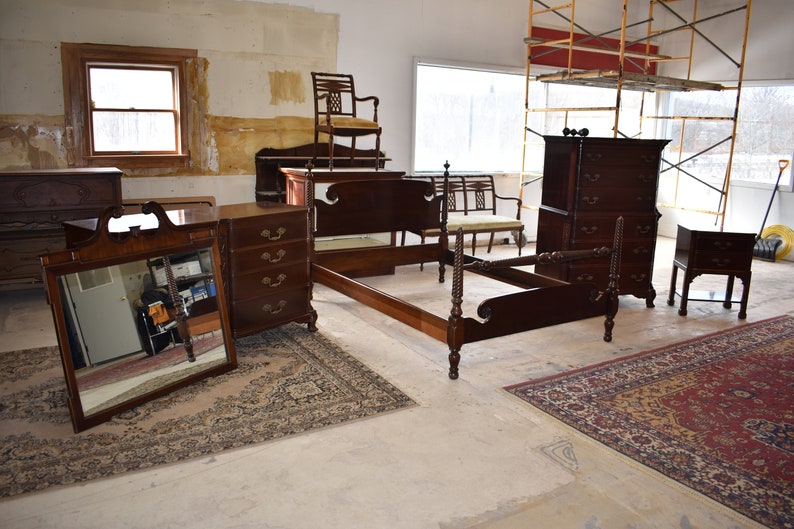 Antique Bedroom set Solid Mahogany Galleries Etsy