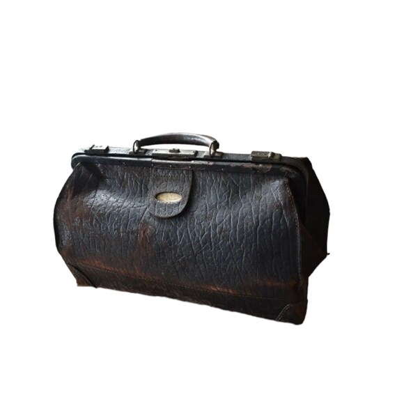 M.C. Lilley Co Primitive Black Leather Doctors Dr. Bag Antique Satchel Ohio Etsy