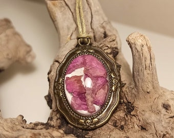 Rose - pendant with real rose petals, flower jewelry, real flowers in resin, resin jewelry