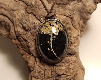 Rock alyssum - pendant with real flowers of rock alyssum, flower jewelry, real flowers in resin, resin jewelry