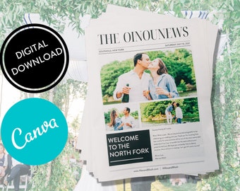 Wedding Newspaper Template | Wedding Digital Download | Wedding Program | Save The Date | Simple Wedding | Creative Bride |