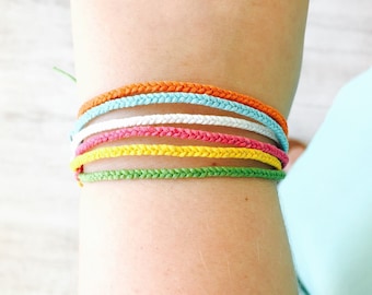 Cute Friendship Bracelet, Small Bestie Gift, Simple Cotton Cord Bracelet, Braided Bracelet, Stacking Layer Bracelet, Adjustable Bracelet