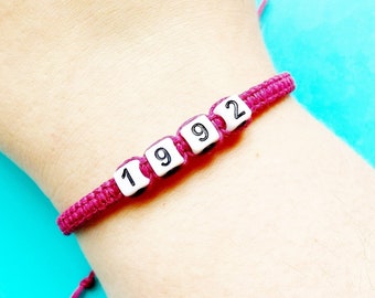 Birth Year Bracelet, Gift for Birthdays, Personalised Date Bracelet, Birth Year Gift, Memorable Year Gift, Milestone Birthday Gift, BFF Gift