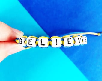 Believe Bracelet, Ted Lasso Inspired Friendship Bracelet, Motivational Quote Bracelet, Personalised Macrame Bracelet, Mantra Bracelet