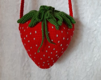 PATTERN ONLY! PDF Pattern Download Only, Amigurumi Strawberry Purse, Drawstring Bag Crochet Pattern, Cottage Core, Kawaii, Red, Pink