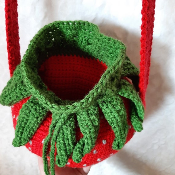 Buy Red Strawberry Purse, Drawstring Bag, Crossbody, Crochet, Cottage Core  Online in India - Etsy