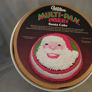 Vintage Wilton Party Pan Santa Cake Christmas 1979 Paper Insert &  Instructions