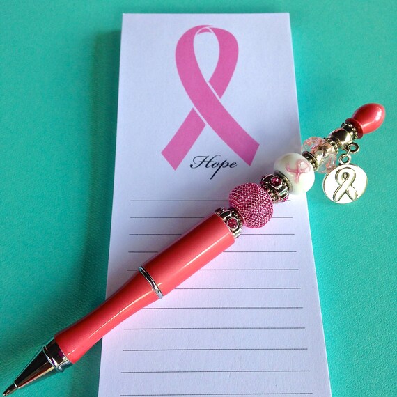 Breast Cancer Awareness Pink Ribbon Hope Charm Pen Etsy