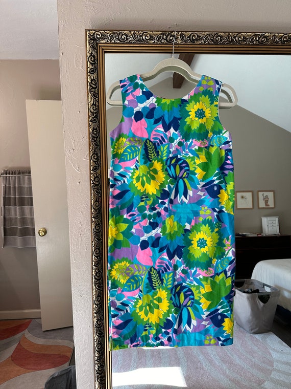 1960s psychedelic floral mini dress