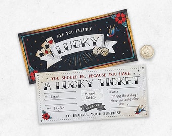 Scratch Reveal Lucky Ticket - DIY Surprise Gift Card - Tattoo Gift