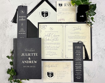 Midnight Library Book Wedding Invitation Set | Literary | Love Story | Bookish | Bookmark | Luxury Announcement | Printed + Shipped