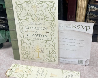 SAMPLE Elven Bookish Wedding Invitation Set | Middle-Earth | Fantasy Book Inspired Invite Suite | Luxury Literary Wedding Stationery