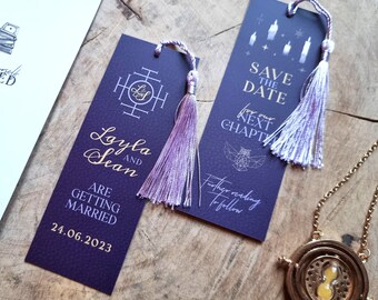 Wizard Bookmark Save the Date | Wedding Announcement | Invitation | Magical | Mystical | Literary | Library | Book | Bookmark | SAMPLE ONLY