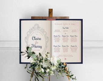 Fairytale Storybook Seating Plan | Navy & Blush | Literary | Library | Book | Table Plan | Custom Design | Custom Colours