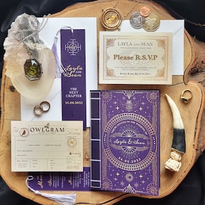 Wizard Spell Book Wedding Invitation Set | Magical | Mystical | Literary | Library | Book | Bookmark | SAMPLE ONLY