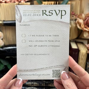 SAMPLE Elven Bookish Wedding Invitation Set | Middle-Earth | Fantasy Book Inspired Invite Suite | Luxury Literary Wedding Stationery 画像 7