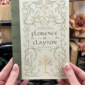 SAMPLE Elven Bookish Wedding Invitation Set | Middle-Earth | Fantasy Book Inspired Invite Suite | Luxury Literary Wedding Stationery 画像 4