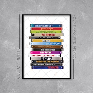 Personalised DVD Stack Print / Poster - Add your favourite movies - Movie / Film Buff Art - Custom Printed Wall Art Illustration