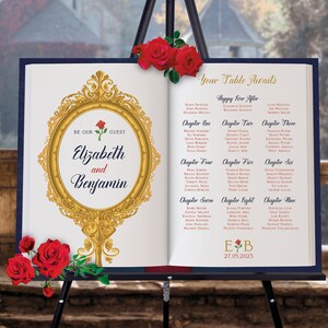 Be Our Guest Library Book Style Seating Plan Literary Fairytale Enchanting Table Plan Custom Design Custom Colours image 3