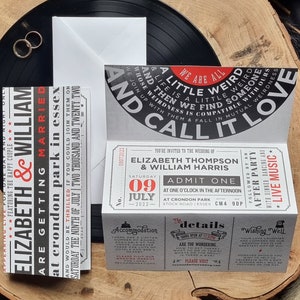 Rock n Roll Theme Wedding Invitation Suite | Music | Alternative | Concert Ticket | Concertina | Trifold | Modern | Luxury | Unique | SAMPLE