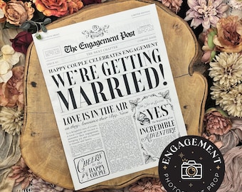 Engagement Newspaper Prop for Photoshoot | Printed Newspaper | Engagement Announcement | Save the Date Photoshoot