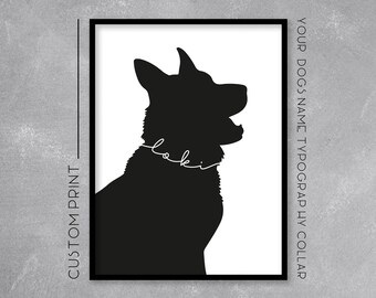 Personalised Dog Print - Minimalist Typography - Custom Dog Name Collar