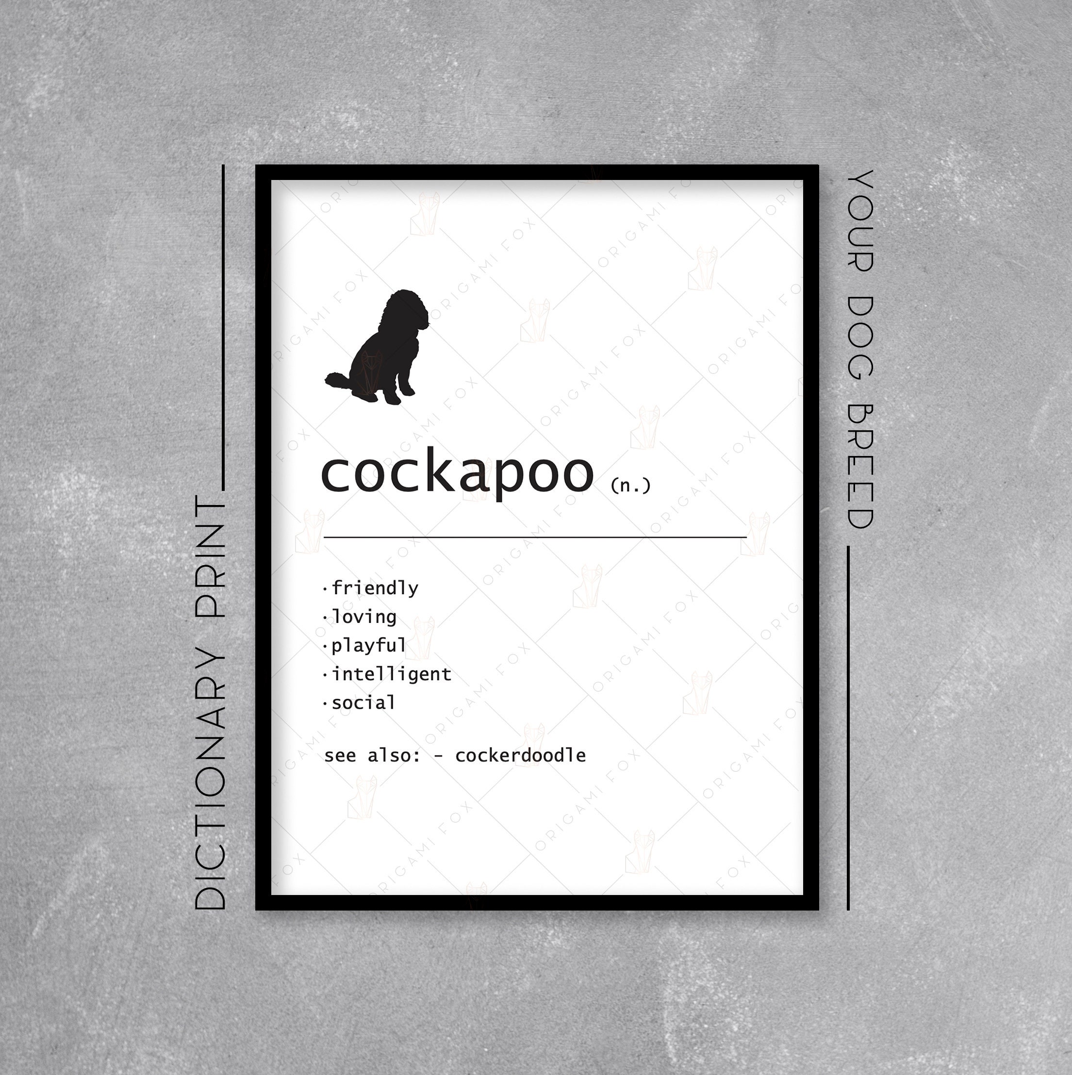 COCKAPOO Dog Dictionary Print - Typography Print - Wall Art - Dog Love - Pet Print - Breed Definition - Dictionary Page Art - Custom