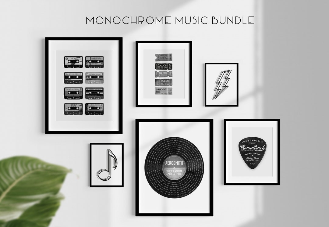 Custom Music Gallery Wall Print Bundle Personalised Prints 6 Poster Set