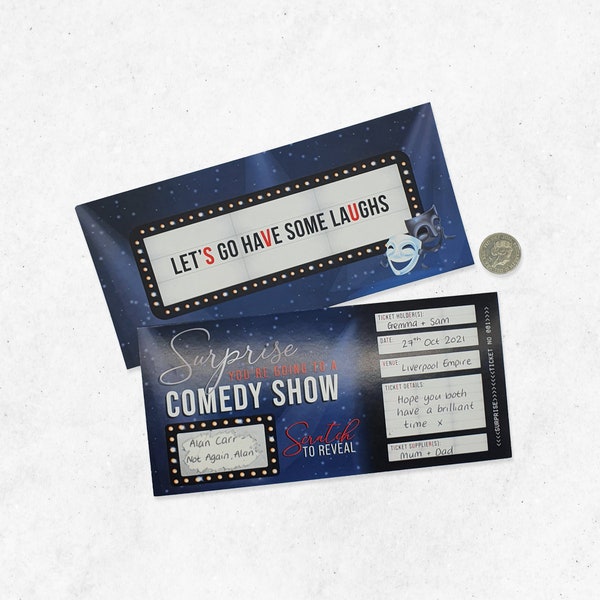 Scratch Reveal Comedy / Show Ticket - DIY Surprise Gift Card