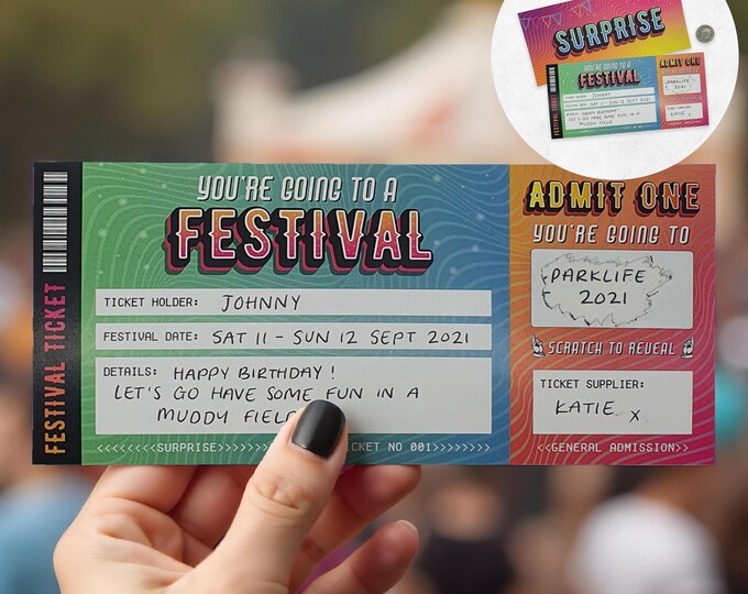 Scratch Reveal Festival Ticket - DIY Surprise Gift Card - Etsy