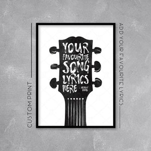 Personalised Lyrics Print / Poster - Add your favourite Lyrics - Music Art - Wall Art Illustration