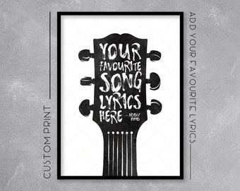Personalised Lyrics Print / Poster - Add your favourite Lyrics - Music Art - Wall Art Illustration