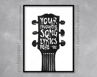 Personalised Lyrics Print / Poster - Add your favourite Lyrics - Music Art - Wall Art Illustration