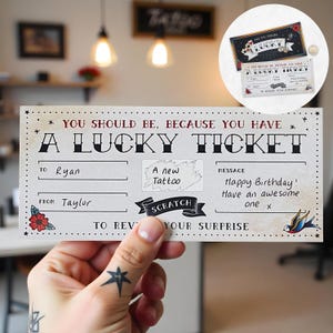 Biglietto fortunato Scratch Reveal - Carta regalo a sorpresa fai da te - Regalo tatuaggio