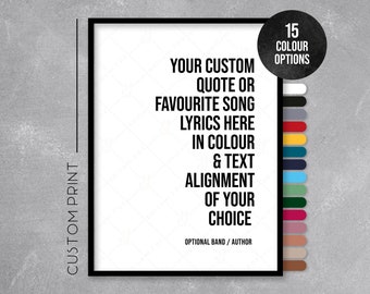 Custom Quote / Lyrics Print - Add your favourite words - Minimalist Typography Poster - Music Art - Wall Art Illustration
