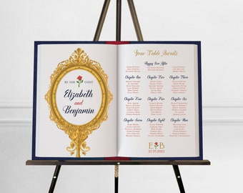 Be Our Guest Library Book Style Seating Plan | Literary | Fairytale | Enchanting Table Plan | Custom Design | Custom Colours