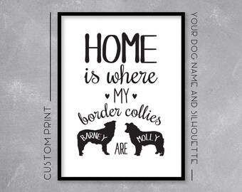 Personalised Dog HOME Print - Typography Illustration - Custom Typography Gift