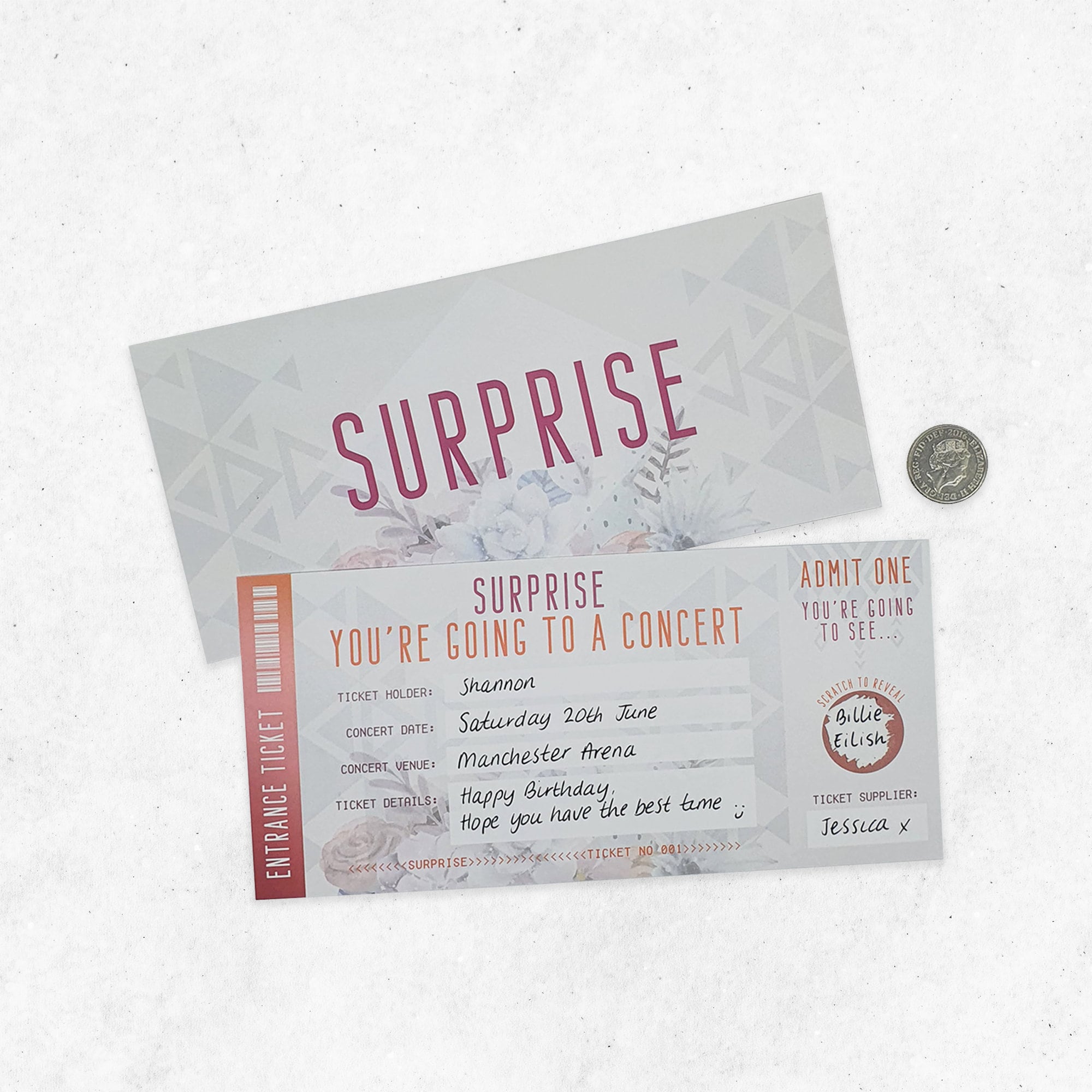 Scratch Reveal Concert Ticket DIY Surprise Gift Card picture