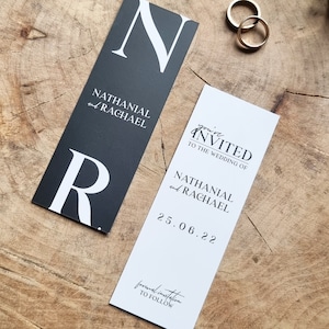 Initials Bookmark Save the Date | Minimalist | Wedding Announcement | Invitation | Literary | Literature | Book Lover | SAMPLE ONLY