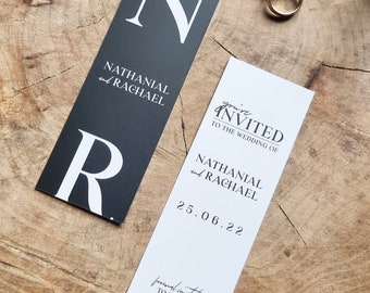 Initials Bookmark Save the Date | Minimalist | Wedding Announcement | Invitation | Literary | Literature | Book Lover | SAMPLE ONLY