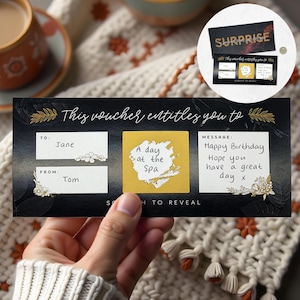 Ticket cadeau surprise à gratter - Carte cadeau surprise à faire soi-même - Cadeau révélation surprise
