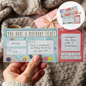 Ticket d'anniversaire à gratter - Carte-cadeau surprise à faire soi-même - Cadeau de révélation surprise