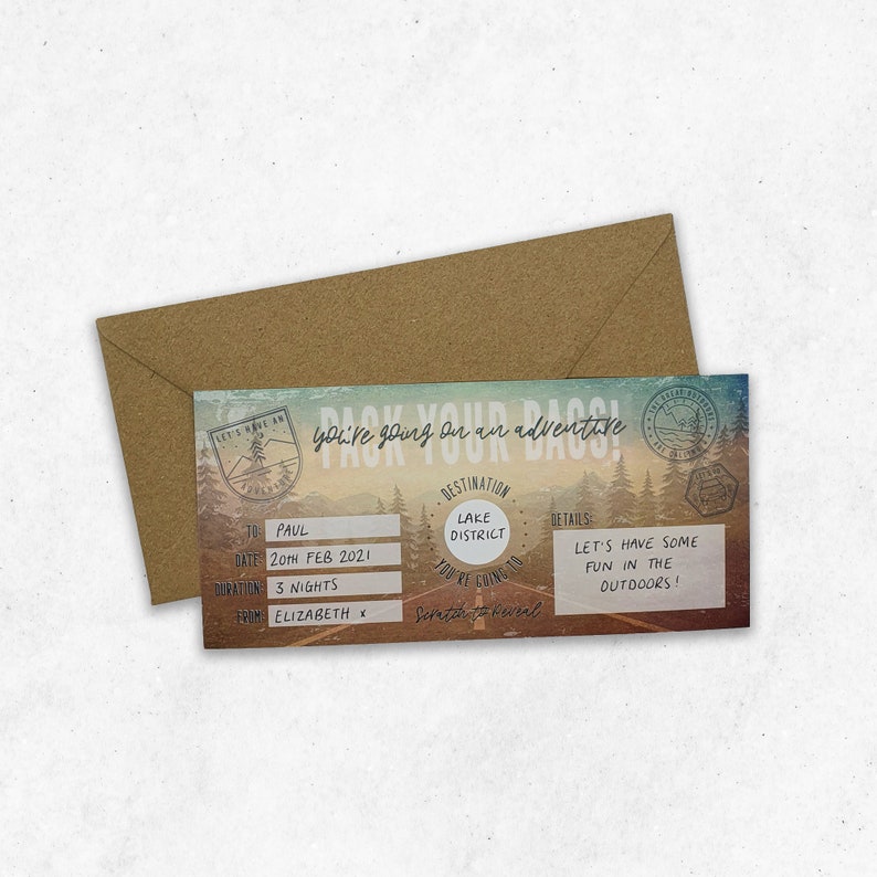 Scratch Reveal Adventure / Holiday / Road Trip Ticket DIY Surprise Gift Card Surprise Trip image 4