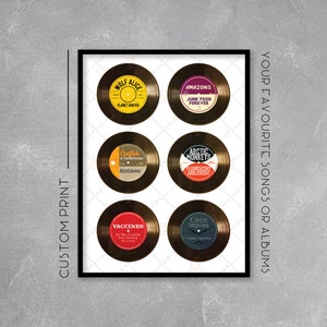 Personalised Vinyl Record Print / Poster - Add your favourite songs - Retro Music Art - Wall Art Illustration